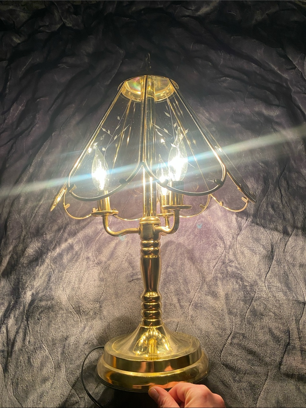 Grey glass touch lamp